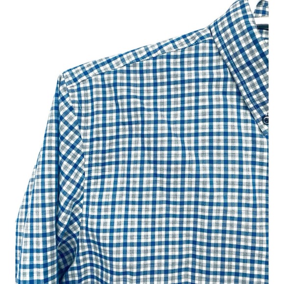 L.L. Bean Men's M Button Shirt Long Sleeve Plaid Green Blue Classic Plaid Cotton - Picture 5 of 8